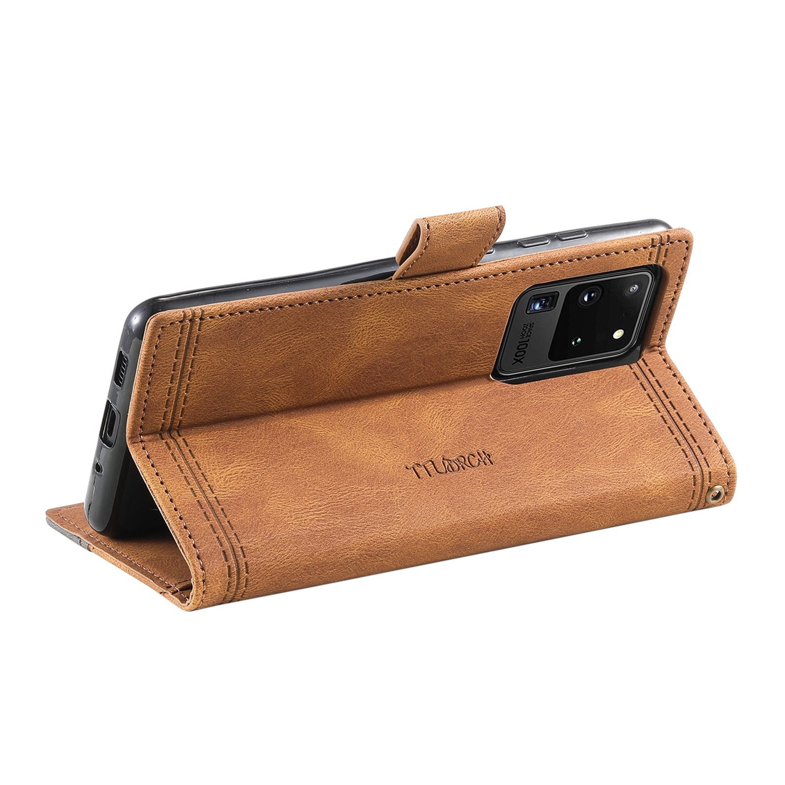 TTUDRCH For Samsung Galaxy S20 Ultra 4G/5G 004 Splicing Skin-touch PU Leather RFID Blocking Phone Case Wallet Stand Cover - Brown TTUDRCH For Samsung Galaxy S20 Ultra 4G/5G 004 Splicing Skin-touch PU Leather RFID Blocking Phone Case Wallet Stand Cover - Brown